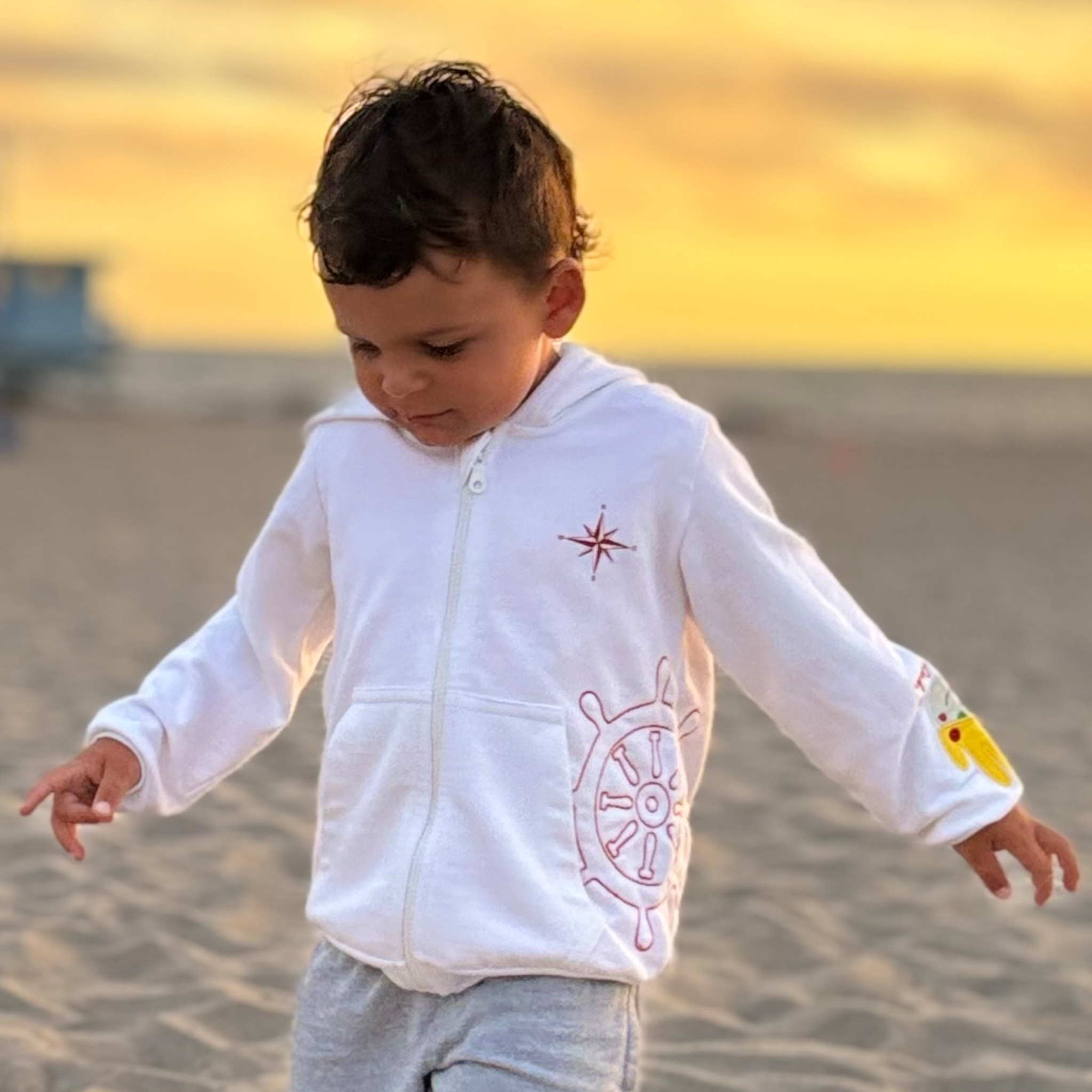 Kinder Hoodie Jacke „Kompass & Steuerrad“