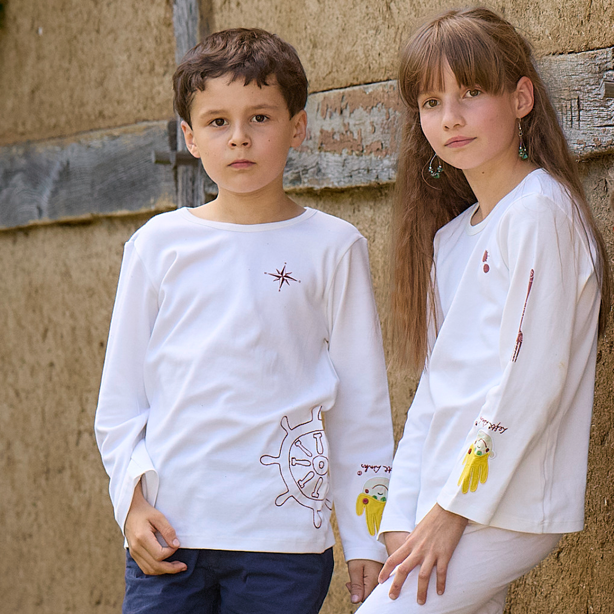 Kinder Longsleeve „Kompass & Steuerrad“